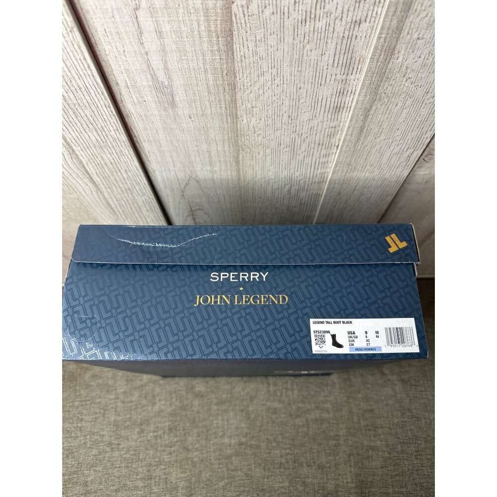 Sperry x John Legend Mens Sz 9 Tall Black Leather Lace-Up Boots w/ Side Zipper - Picture 10 of 11